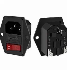 AC-01A Power Switch – IEC C14 AC Power Inlet Socket with Rocker Switch & Fuse Holder (10A 250V)