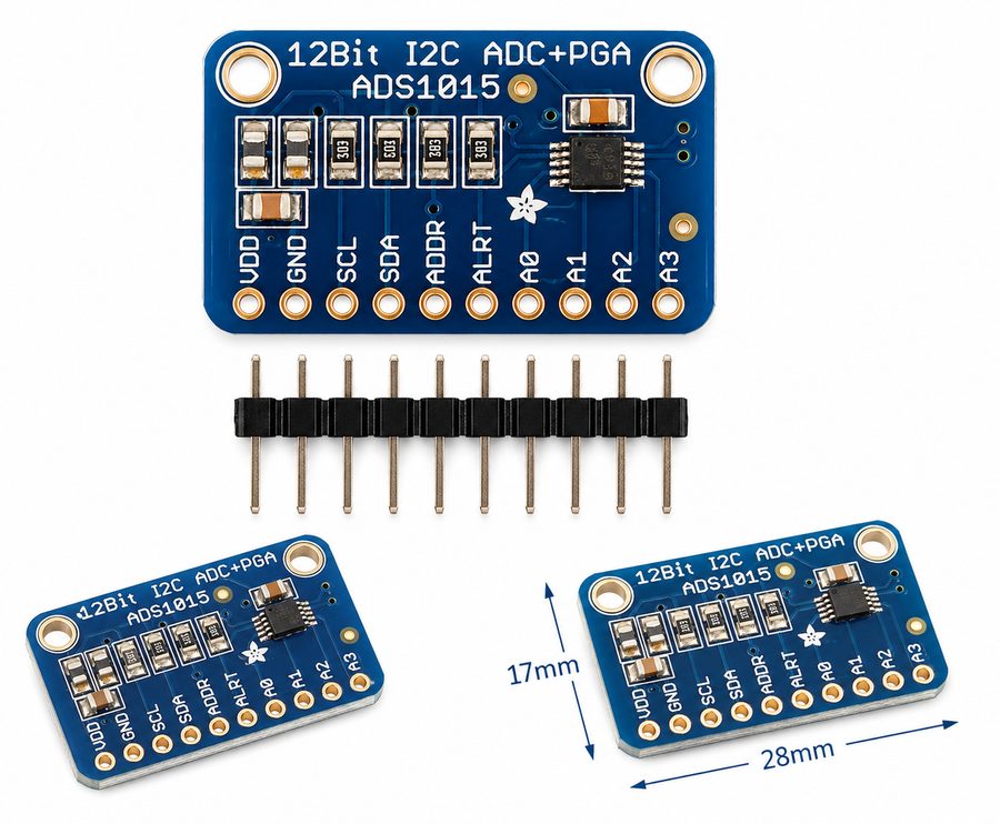 ADS1015 12-Bit I2C ADC Module with Programmable Gain Amplifier (PGA)