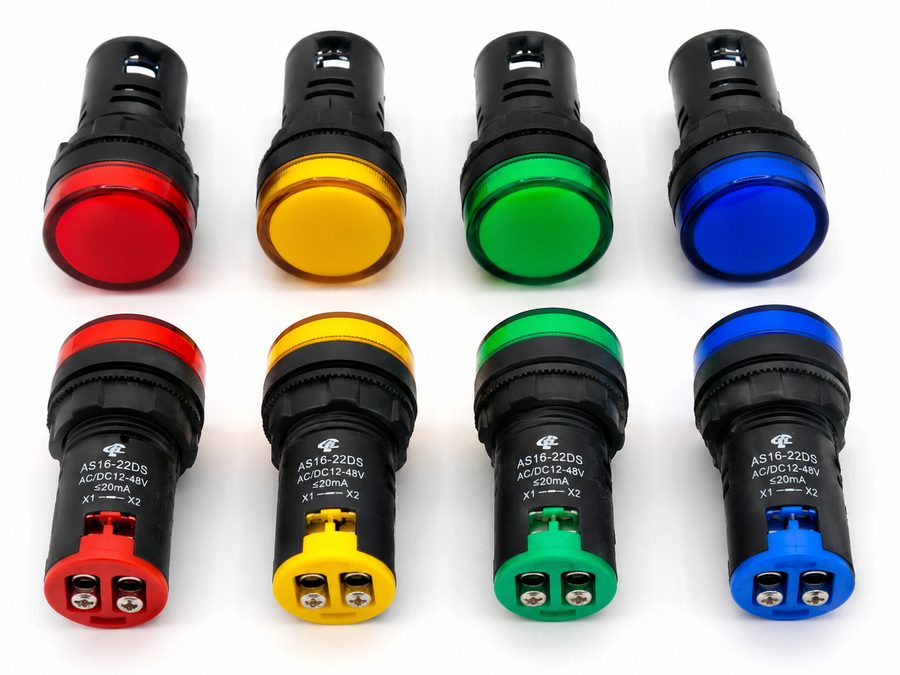 AS16-22DS LED Pilot Indicator Light – AC/DC 12–48V Panel Mount