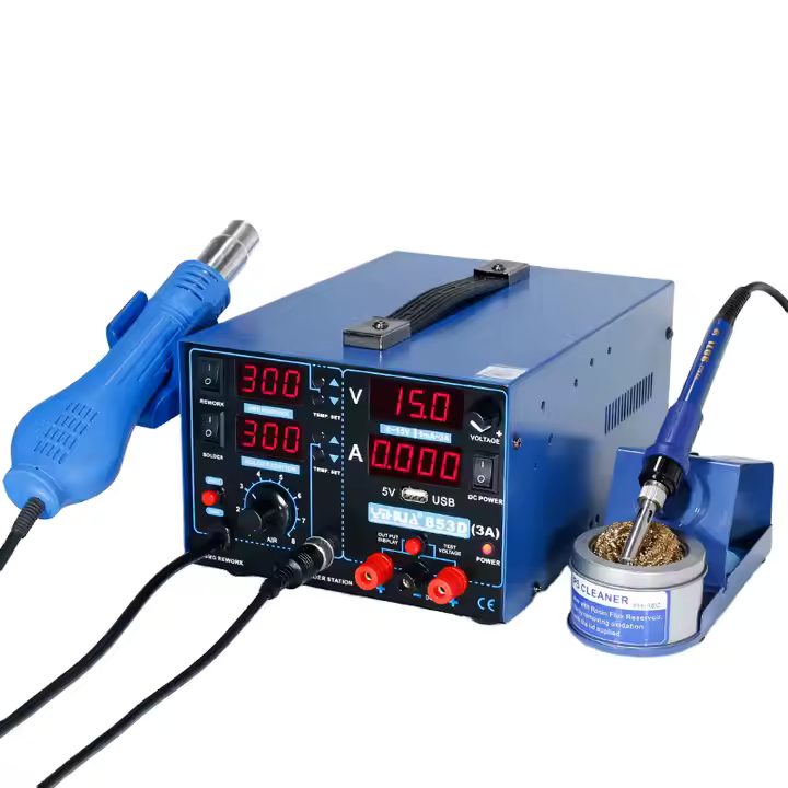 YIHUA 853D 3A 4 LED 3-in-1 Soldering Rework Station with USB & DC Power Supply