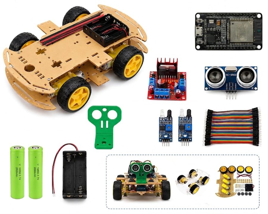 4WD Bluetooth Obstacle Avoidance Robot Car Kit for ESP32